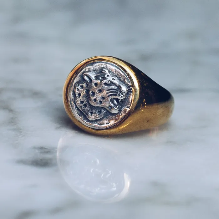 JAGUAR RING BRASS W925 STERLING SILVER EMBLEM JewelryLab Rings