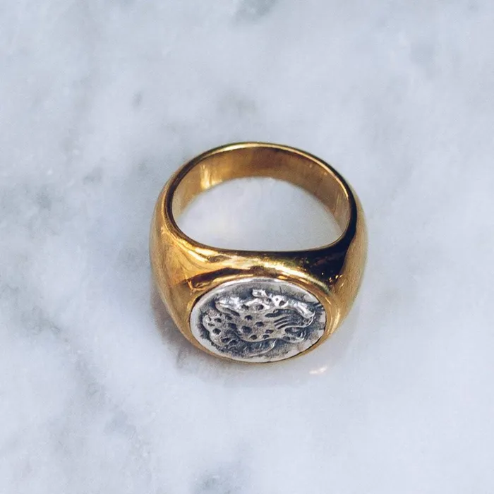 JAGUAR RING BRASS W925 STERLING SILVER EMBLEM JewelryLab Rings
