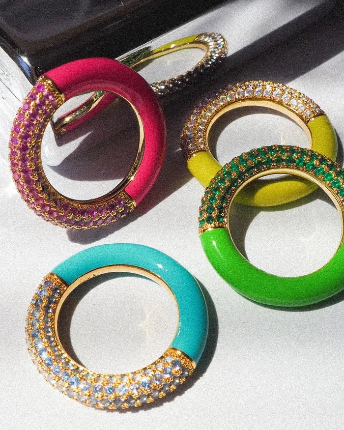 Luv Aj Rings Pave Amalfi Ring Bright Green Gold Luv Aj Rings Pave Amalfi Ring Bright Green Gold