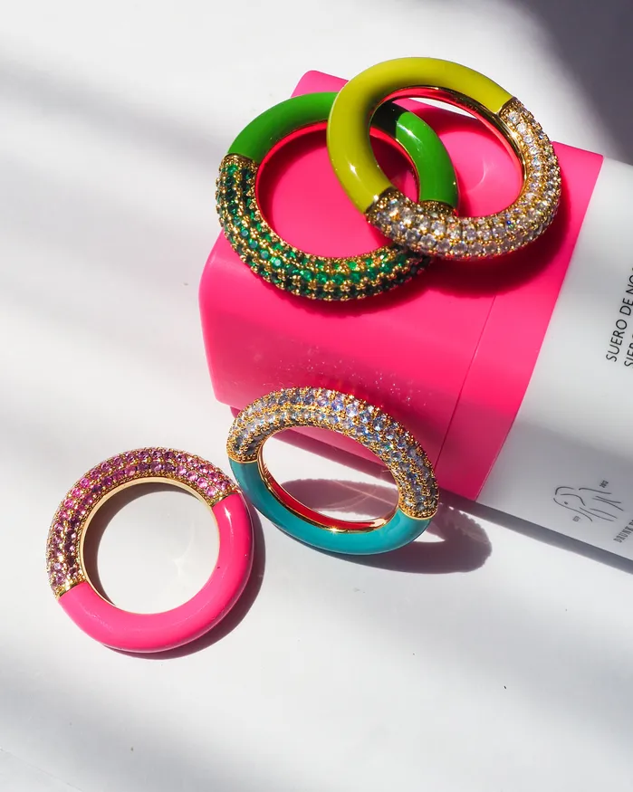 Luv Aj Rings Pave Amalfi Ring Bright Green Gold Luv Aj Rings Pave Amalfi Ring Bright Green Gold
