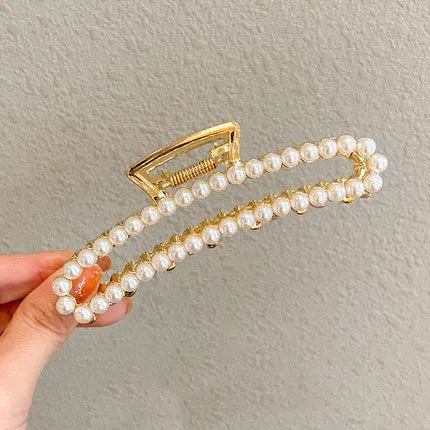 Refined by AnnaKaci Rings Gold Metal Geometric Open Hair Claw with Crystals Pearls Refined by AnnaKaci Rings Gold Metal Geometric Open Hair Claw with Crystals Pearls