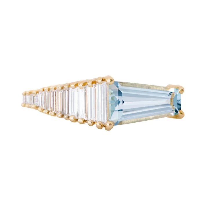 Rings ARTEMER Aquamarine Engagement Ring with Gradient Diamonds