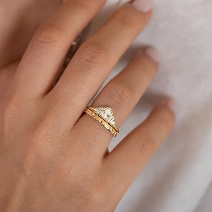 Rings ARTEMER Vintage Style Engagement Ring Art Deco Baguette Diamond Cluster Ring
