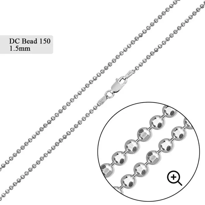 Rings InnerVision Crystals 15mm Diamond Cut Bead Sterling Silver 925 Chain 18